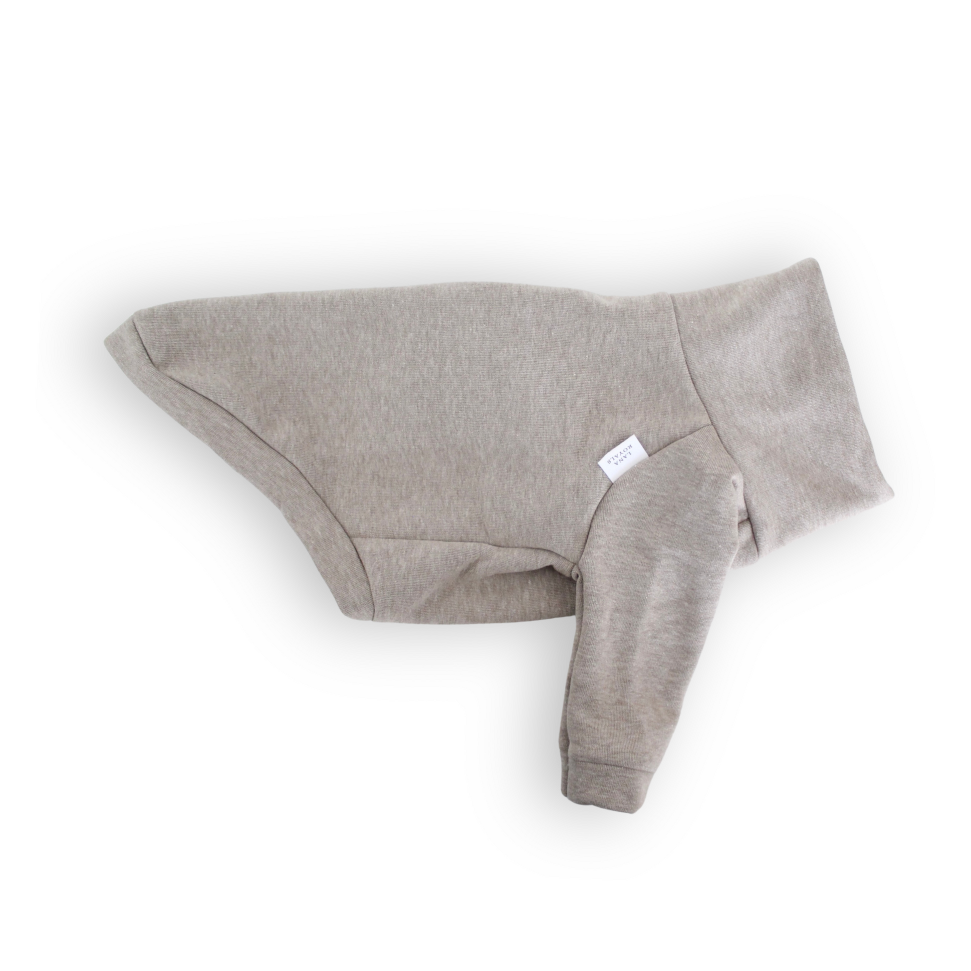 Beige cotton dog sweatshirt with raglan sleeves, from Lana Royals Pet Wear.