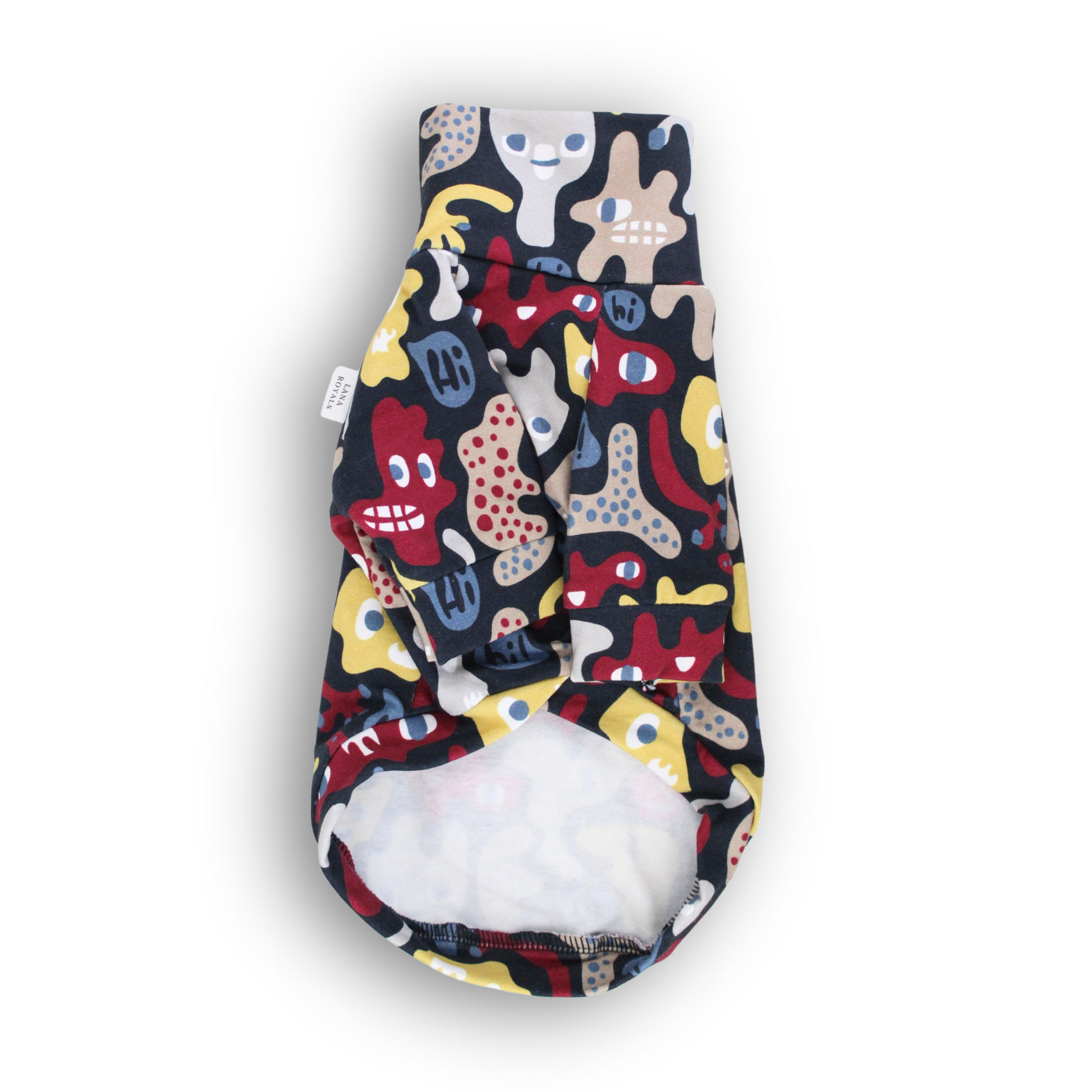 Monsters halloween pattern dog shirt, from Lana Royals Pet Wear.