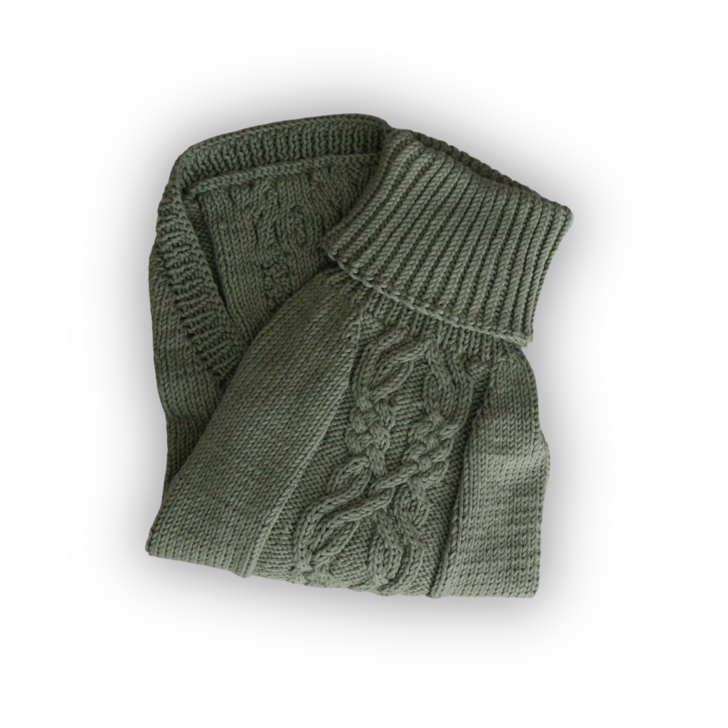 Hand-knitted green cotton dog sweater, from Lana Royals Pet Wear.