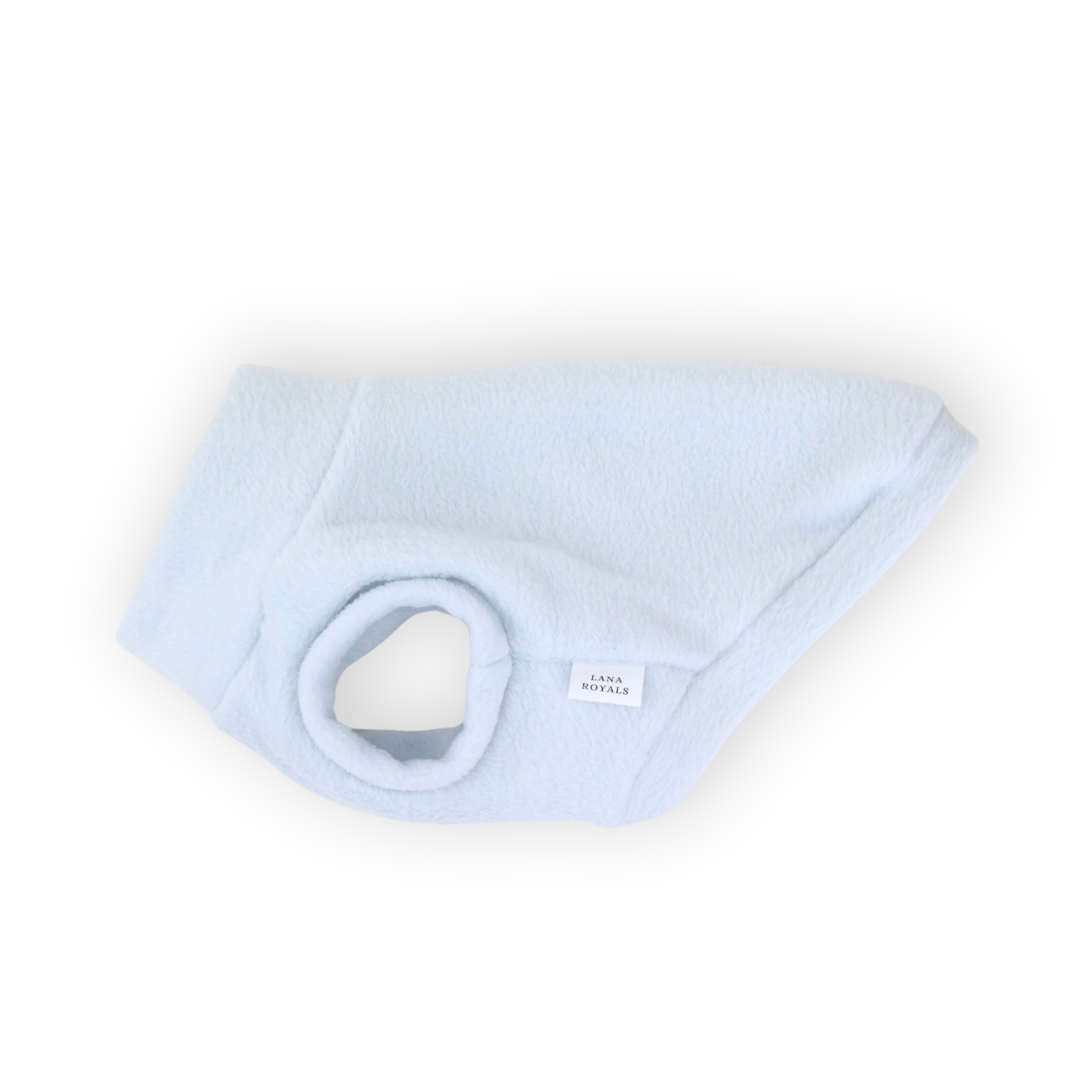 Baby blue fleece dog coat from Lana Royals Pet Wear.
