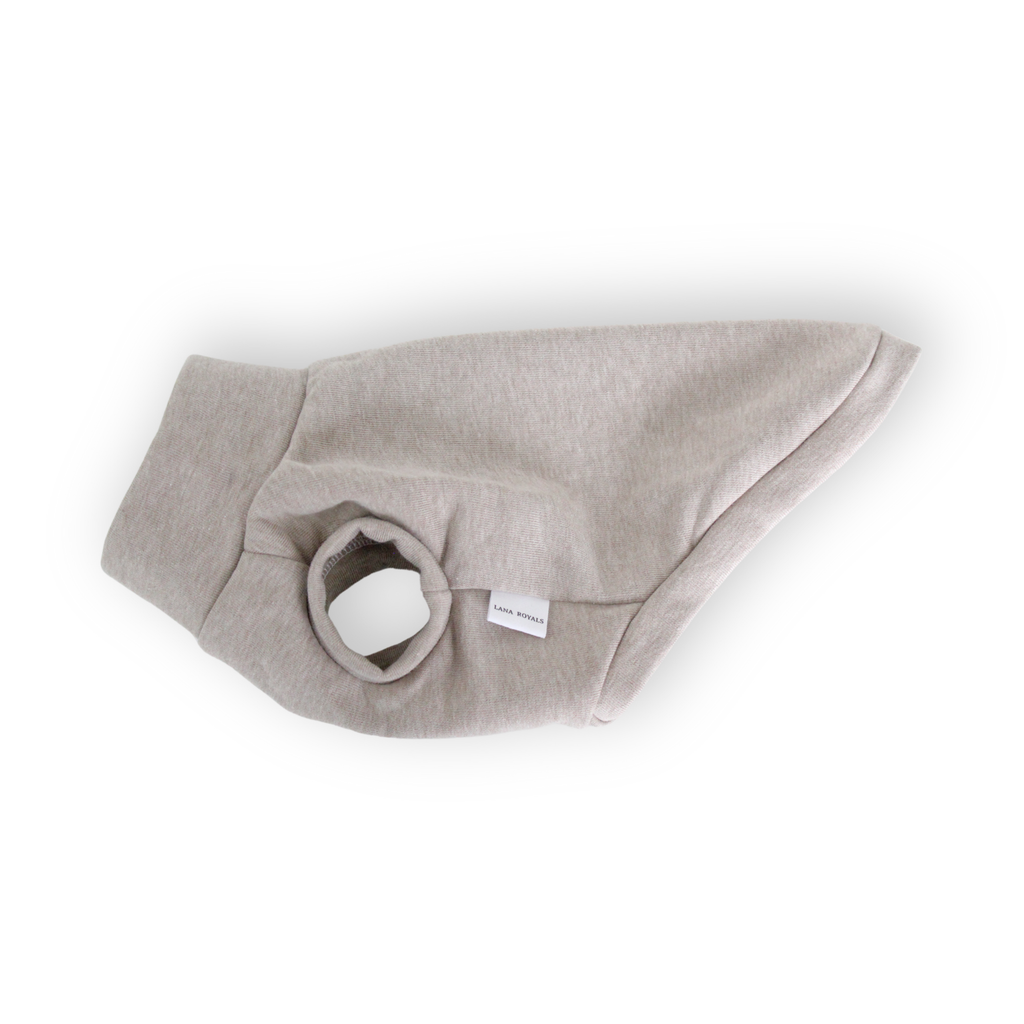 Beige cotton sweatshirt vest for small dogs from Lana Royals Pet Wear.