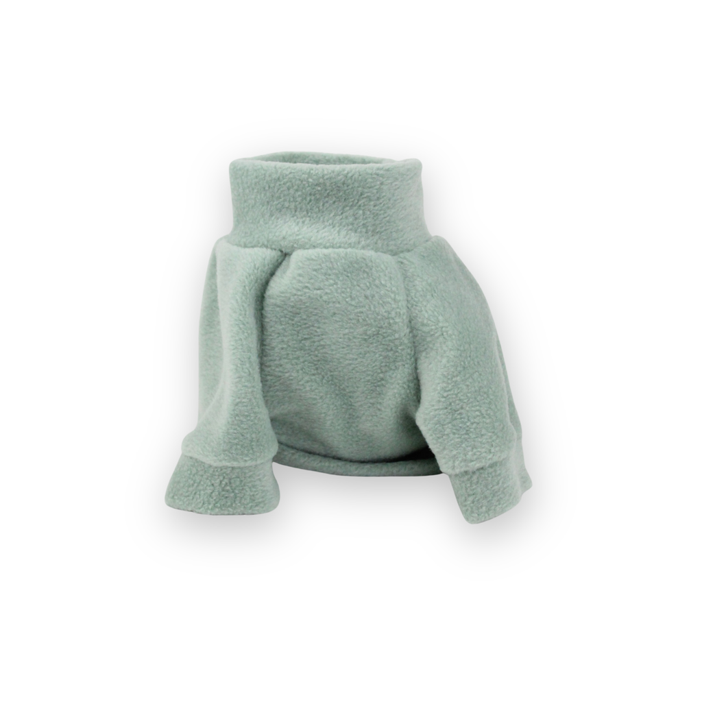 Aqua fleece dog jumper with raglan sleeves from Lana Royals Pet Wear.