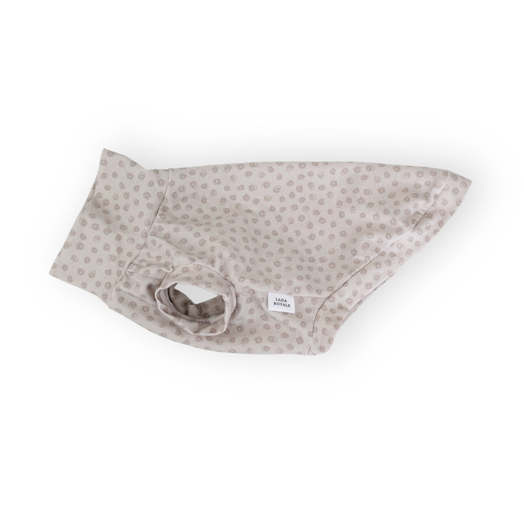 Beige dots cotton shirt for miniature dogs from Lana Royals Pet Wear.