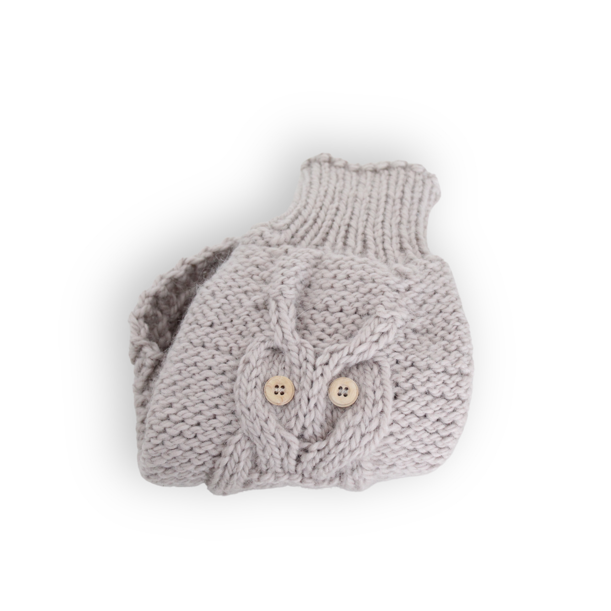 Hand-knitted alpaca wool grey dog sweater with owl design from Lana Royals Pet Wear.