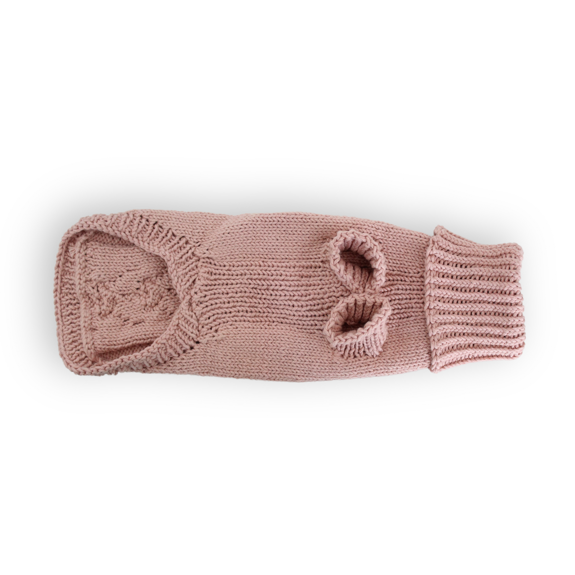 Hand-knitted desert pink cotton turtleneck sweater for miniature dogs from Lana Royals Pet Wear.